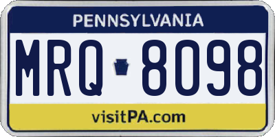 PA license plate MRQ8098