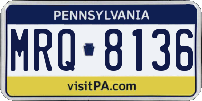 PA license plate MRQ8136