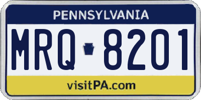 PA license plate MRQ8201