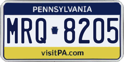 PA license plate MRQ8205