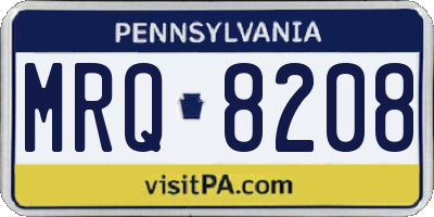 PA license plate MRQ8208