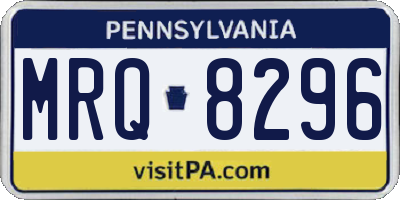 PA license plate MRQ8296