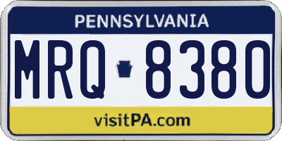 PA license plate MRQ8380