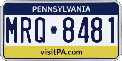 PA license plate MRQ8481