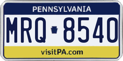 PA license plate MRQ8540