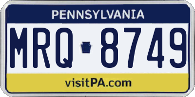PA license plate MRQ8749