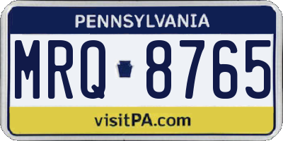 PA license plate MRQ8765