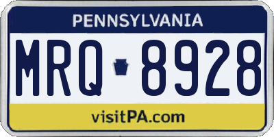 PA license plate MRQ8928