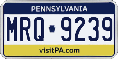 PA license plate MRQ9239