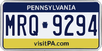 PA license plate MRQ9294