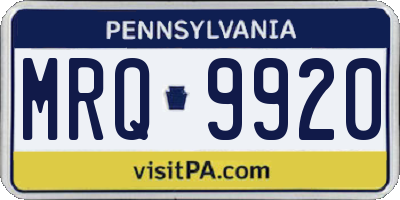 PA license plate MRQ9920