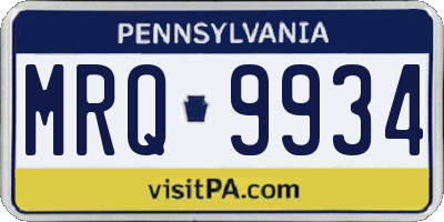 PA license plate MRQ9934
