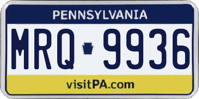 PA license plate MRQ9936