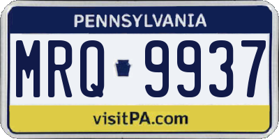PA license plate MRQ9937