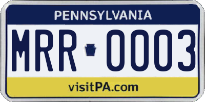 PA license plate MRR0003