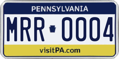 PA license plate MRR0004