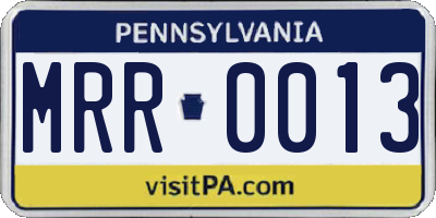PA license plate MRR0013