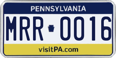 PA license plate MRR0016