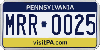 PA license plate MRR0025