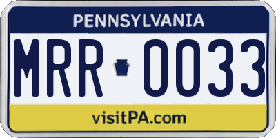 PA license plate MRR0033