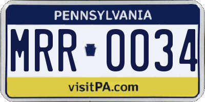 PA license plate MRR0034