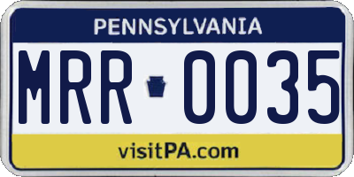 PA license plate MRR0035