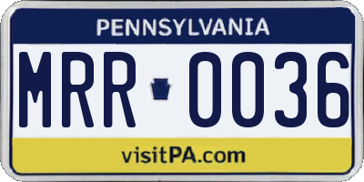 PA license plate MRR0036