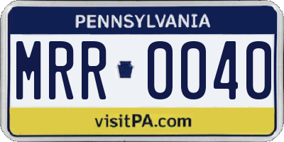 PA license plate MRR0040