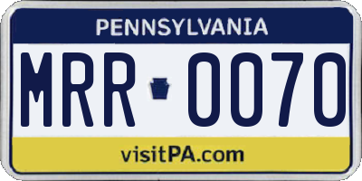 PA license plate MRR0070