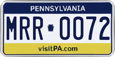 PA license plate MRR0072
