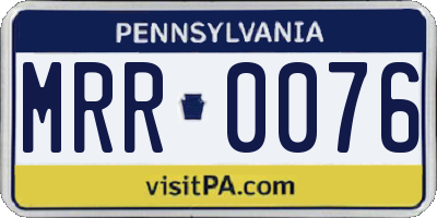 PA license plate MRR0076