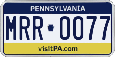 PA license plate MRR0077