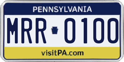 PA license plate MRR0100