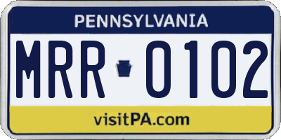 PA license plate MRR0102