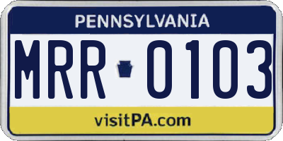 PA license plate MRR0103