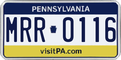 PA license plate MRR0116