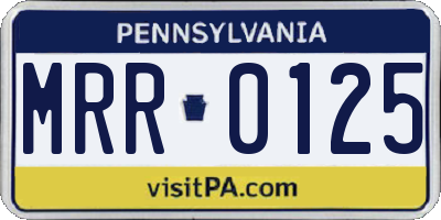 PA license plate MRR0125