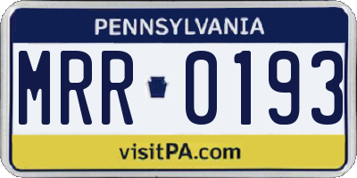 PA license plate MRR0193