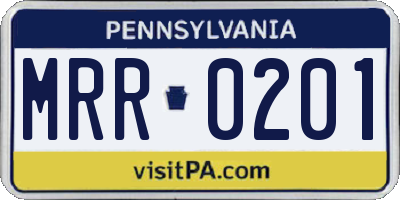PA license plate MRR0201