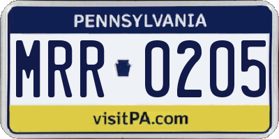PA license plate MRR0205