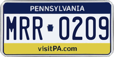 PA license plate MRR0209