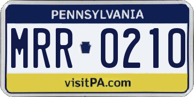 PA license plate MRR0210