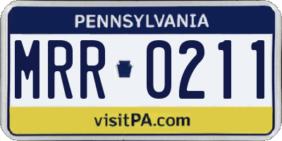 PA license plate MRR0211