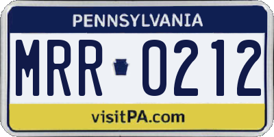 PA license plate MRR0212