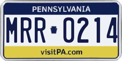 PA license plate MRR0214