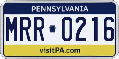 PA license plate MRR0216