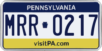 PA license plate MRR0217