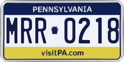PA license plate MRR0218
