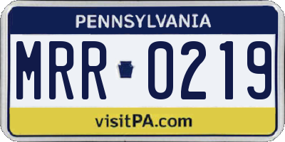 PA license plate MRR0219