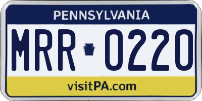 PA license plate MRR0220